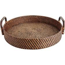 Only 2 available and it's in 3 people's carts. Pier 1 Imports Brown Round Rattan Tray Rattan Tray Serving Tray Decor Woven Trays