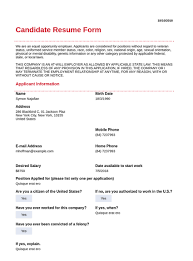 Candidate Resume Template Pdf Templates Jotform