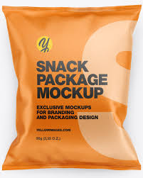 Paper Snack Package Mockup In Flow Pack Mockups On Yellow Images Object Mockups