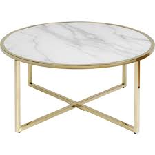 Featuring a contrasting tempered glass top embedded within the top of the base. White Marble Effect Coffee Table West Beach Kare Design
