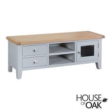 Gray wood tv stand fits tvs up to 65 in. Florence Oak Large Tv Unit Grey Painted Furniture By House Of Oak House Of Oak
