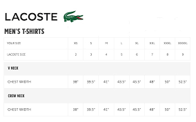 Lacoste Size Chart Www Bedowntowndaytona Com