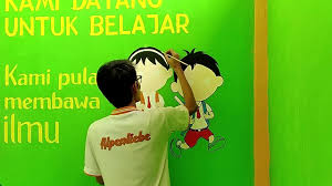 Gambar dinding luar sekolah tk. Cara Membuat Lukisan Dinding Sekolah Youtube