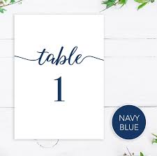 Navy Blue Table Numbers Printable Numbers Template For Wedding Numbers 1 30 Sizes 4x6 And 5x7 Wedding Table Numbers Printable Printable Table Numbers Table Numbers