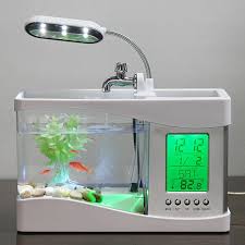 Item Type Glass Aquarium Material Plastic Metal Size 24 X 20 X 9 7 Cm Weight 705 G Set Includes Usb Desktop Aqua Mini Aquarium Small Fish Tanks Fish Tank