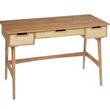 Cane Study Desk Home Office Furniture Light Wood Desk Modern Farmhouse Desk
