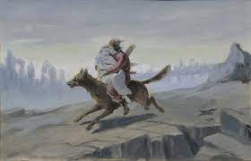 Ivan tsarevich riding the gray wolf by viktor vasnetsov, 1889. Iwan Zarewitsch Reitet Den Grauen Wolf Ende Der 1870er 776092