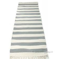 Streifen Teppich Laufer Baumwolle Grau Weiss 70 X 200 Cm Teppich Flickenteppich Grau
