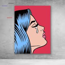Pop Art Girl Crying Red Canvas Wall Art Cute Canvas Paintings Pop Art Canvas Pop Art Painting