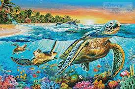 9 x 12 (22.8 x 30.4 cm) here's a new and unopened complete counted crosstitch kit entitled under the sea birth record. it's a cute design of three mermaids. Underwater Turtles Cross Stitch Pattern By Tereena Clarke Crosstitch Com