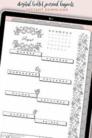Black And White Bullet Journal Spreads Digital Bullet Journal Inserts Monthly Weekly Floral Layouts Any Planner Transparent Background Png Bujo Spreads 22 Layouts In 2020 Bullet Journal Writing Bullet Journal Ideas Pages Bullet Journal Month