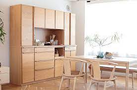 no where like home キッチンボード オーウェン 家具roomヨシダ 山梨県甲府市 すべての扉に上質な天然杢を使用した無駄のないシンプルなデザインと美しい木目が自慢の食器棚 機能性にもこだわったフル装備の日本製食器棚です オーク材とウォールナット 自宅