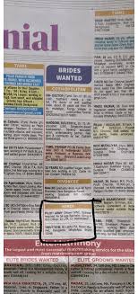 Classifieds ( matrimonial) : r/delhi