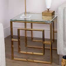 Sale ends in 2 days 48. Plaza Gold Contemporary Clear Glass Side End Display Table Picture Perfect Home