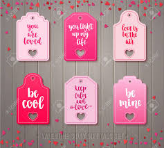 Check spelling or type a new query. Set Of Valentine S Day Gift Tags With Decorative Elements And Romantic Quotes Holiday Badge Vector Design With Calligraphy Handwritten Modern Lettering And Hearts On Wooden Background Royalty Free Cliparts Vectors And Stock