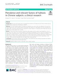 Pdf Prevalence And Relevant Factors Of Halitosis In Chinese Subjects A Clinical Research