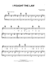 David burndrett at sheet music plus. Buy I Fought The Law Sheet Music By The Clash Bobby Four Fuller The Stray Cats Hank Williams