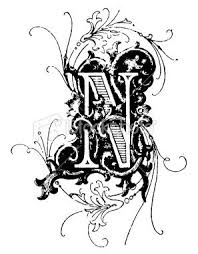 Antique Typographic Decoration With Letter N And Ornaments Lettering Alphabet Lettering Fancy Fonts