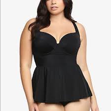 New Torrid Black Peplum One Piece Skirt Swimsuit Plus Size Swimsuits Peplum Swimsuit Plus Size Peplum