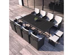 Des salons de jardin de 8, 10 et même 12 places en fonction de vos besoins. Florida Salon De Jardin Resine Tressee Noir Blanc 12 Places Vente De Salon De Jardin Conforama