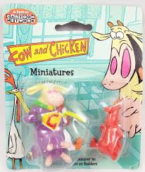 The amazing world of gumball. Cow And Chicken 2 Miniature Figures Supercow Red Guy Kids Logistix Retail 1999
