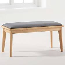 Yahoo… materials listed are to build two benches, even better, right? Mahsati Wooden Dining Bench In Oak And Grey With Cushion Seat 219 95 Go Furniture Co Uk
