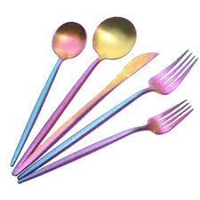 The first number is the percentage of chromium in the flatware, and the second is the percentage of nickel. Modern Silverware Flatware Set Mejaju 5 Pieces 18 10 Stainless Steel Cutlery Set For Eating Home Kitchen Hotel Restaurant Matte Utensils Service For 1 Rainbow Dishwasher Safe Buy Online In Japan At Desertcart Jp Productid 153590980