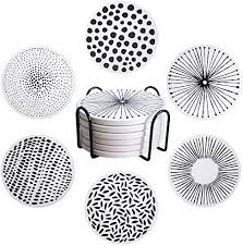Sayok Drink Coasters With Holder Stone Absorbent Coaster With Cork Backing Set Of 6 Great Gift For Birthday Housewarming Room Decor Bar Holiday Party White Price In Saudi Arabia Amazon