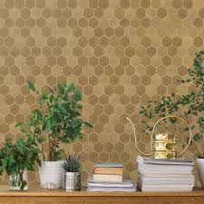 Peel Stick Gold Wallpaper Home Decor The Home Depot Removable Wallpaper Hexagon Tiles Wallpaper Roll