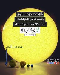 آیة و حكمة تأمل حجم كوكب الأرض بالنسبة لباقي الكواكب أحد سكان هذا الكوكب قال أ ن ا ر ب ك م ال learn arabic language learning arabic arabic love quotes