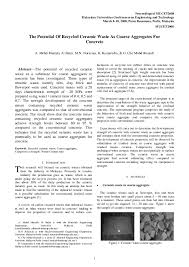 Pdf The Potential Of Recycled Ceramic Waste As Coarse