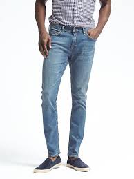 Banana Republic Mens Skinny Rapid Movement Denim Light Wash Jean Rev Wash Minimalist Fashion Men Adidas Outfit Men Light Wash Jeans