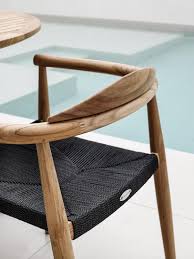 Dansk Stacking Chair With Arms Teak Frame And Woven Rope Seat Designers Philip Behrens Us Gloster Furniture Chair Design Wooden Outdoor Furniture Design