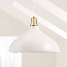 Maddox White Bell Pendant Large With Brass Socket Reviews Crate And Barrel Canada Pendant Light Bell Pendant White Pendant Light