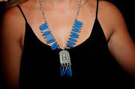 Blue Necklace Silver Necklace Long Necklace By Lamirrafashion 20 81 Funky Necklace Long Necklace Blue Necklace