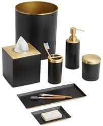Towel bar, paper holder and towel ring in matte. Paradigm Tuxedo Black Bath Accessories Collection Black And Gold Bathroom Gold Bathroom Accessories Gold Bathroom