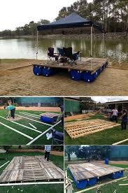 Build the frame for your dock according to your plan using. How To Build A Transportable Pontoon Raft Out Of Old Pallets And 55 Gallon Plastic Drums Raft Building Boat Floating House