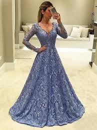 A Line V Neck Long Sleeves Light Sky Blue Lace Prom Dress Prom Dresses Long With Sleeves Prom Dresses With Sleeves Blue Lace Prom Dress