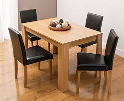 Kosy Koala Modern Wooden Oak Effect Dining Table With 4 Faux Leather High Back Chairs Dining Furniture Sets Wooden Dining Table Modern Mirrored Furniture Decor