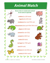 Animals that start with p in spanish. Worksheets Animals In Spanish Match Up Spanish Animals Spanish Lessons For Kids Spanish