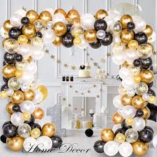 Black And Gold Balloon Arch Balloon Arch Garland Kit 120pcs Black White Gold Confetti And Balloons For Birthday In 2020 Black And Gold Balloons Balloon Arch Gold Balloons