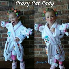 We Re On To Bigger And Better Things This Year But Her Crazy Cat Lady Costume Was Too Cute Kid Toddler Crazy Cat Lady Costume Halloween Funny Halloween Kids