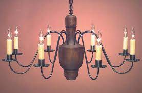 Period lighting fixtures handmade reproductions. Early American Reproduction Wood Chandelier Handmade
