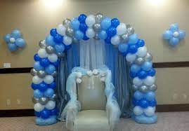 Light Blue Blue Silver And White Balloon Arch And Wall Flowers By Extra Pop By Yolanda Baby Shower Balloon Arch Baby Shower Balloons Baby Shower Flowers