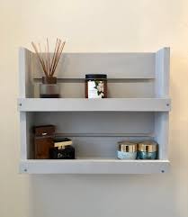 Bathroom Gray Lightly Distressed Shelf Shelves Wall Mounted Wood Rustic Bathroom Shelf Bathroom Rustic Bathroom Shelves Bathroom Shelves Wood Wall Bathroom