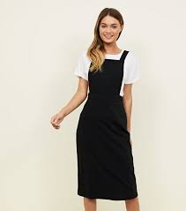 Black Cross Strap Midi Pinafore Dress Clothes Midi Pinafore Dress Pinafore Dress Dresses