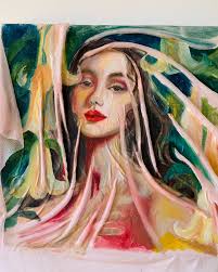 This little portrait was kind of a study as I explore more and more how to  paint with fabric and other textural elements!☺️ I'm never the best with  naming pieces, so for