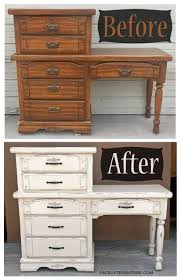 Chest With A Desk In Distressed Off White Before After Off White Bedrooms Furniture White Painted Desk