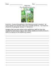 Hatchet Pre Worksheets Teaching Resources Teachers Pay Teachers