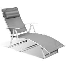 Patio premier set of 2 black metal frame spring motion chaise lounge chair (s) with solid seat. Outdoor Lightweight Folding Chaise Lounge Chair Gray Grey Overstock 31814825